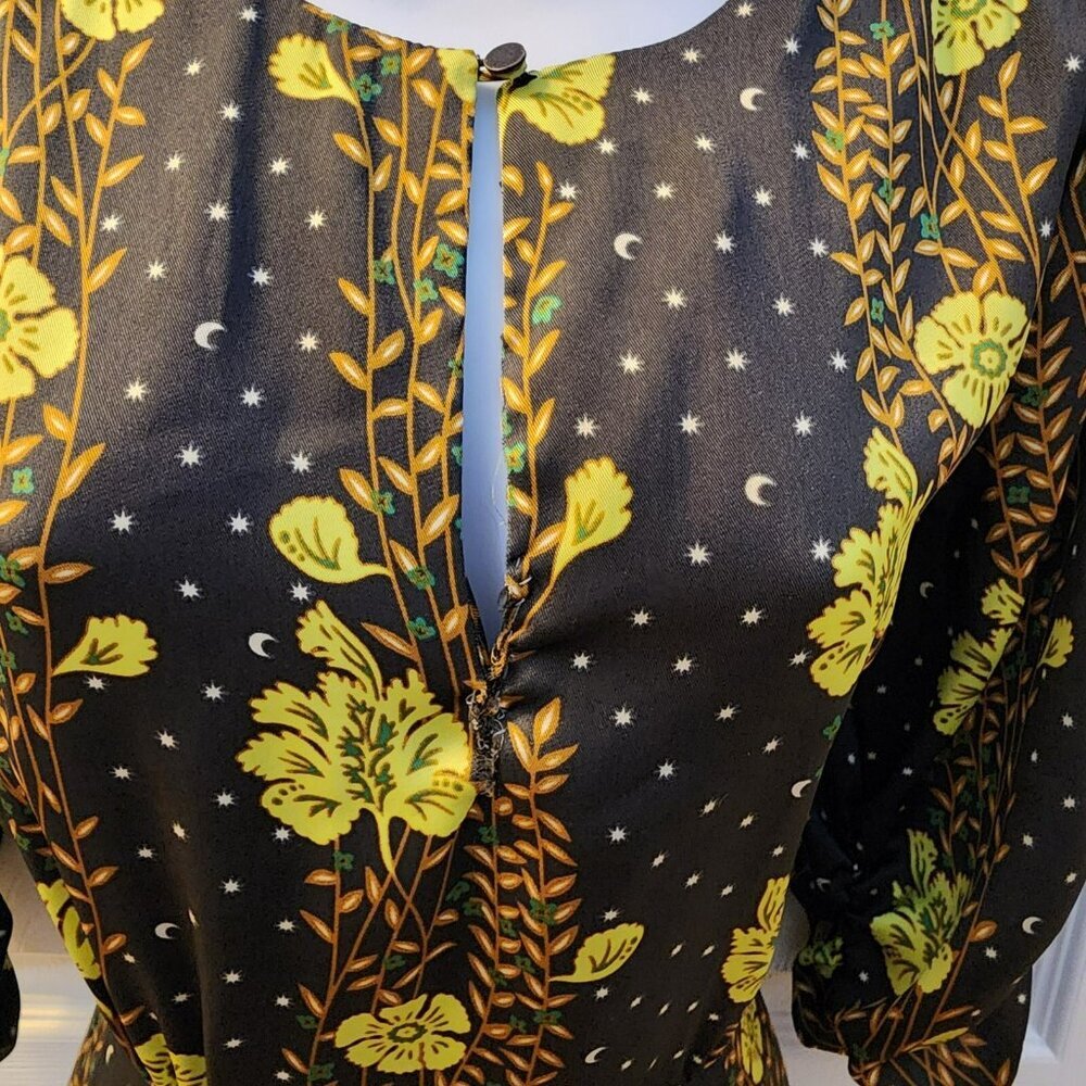 Floral Black and Yellow Women's Dress - Picture 9 of 11